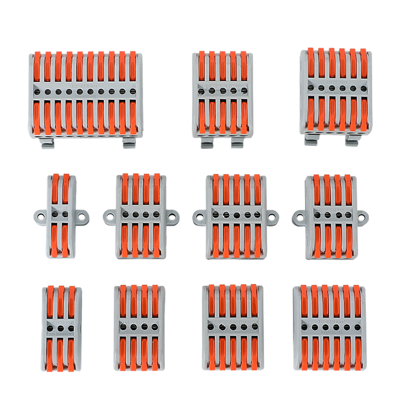 Wire Connector, Quick Connect Terminal Block, Press Type Connector, Multi In Multi Out Mating Joint, Rail Fast Type